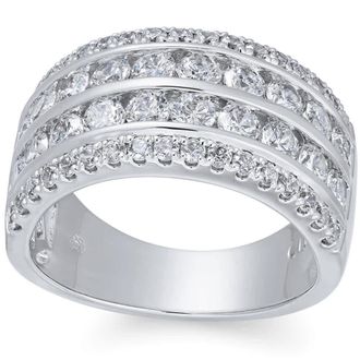 Pompeii3 2Ct Multi Row Diamond Ring in 10k White or Yellow Gold Lab Grown