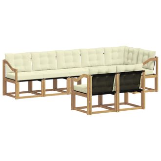 vidaXL Conjunto De Sof&aacute;s De Exterior Con Coj&iacute;n 8 Pcs Blanco Y Crema Vidaxl