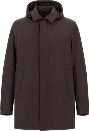 Herno Parka in Flanella Tecnica - Heren - Mantel - Bruin - L - Jassen