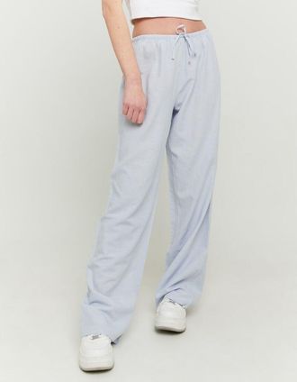 Tally Weijl Schlupfhose TALLY WEIJL SPALIMELANY, Damen, Gr. 34, N-Gr, skyway, Web, Obermaterial: 48% Viskose, 40% Baumwolle, 12% Leinen, unifarben, weit lang, Hos