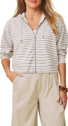 Splendid Kennedy Stripe Zip Front Hoodie in Pale Oak White/green at Nordstrom, Size X-Small