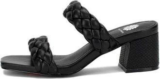 Yellow Box Womens Ceana Two Strap Braided 2 Heel In Black