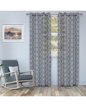 Superior 52X96 Printed Honey Comb Sheer 2Pc Curtain Panel Set