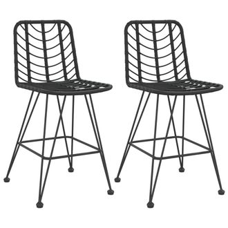 vidaXL Taburetes De Cocina 2 Uds Rat&aacute;n Pe Y Acero Negro 45x56x103,5 Cm Vidaxl