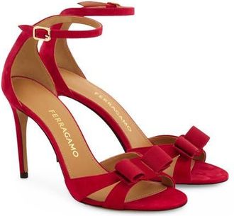 Ferragamo Roxy Vara Bow Ankle Strap Sandal in New Fuxia Biscotto at Nordstrom, Size 10.5