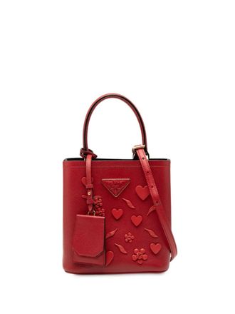 Prada Borsa a tracolla Cuir Panier piccola in pelle Saffiano con decorazione 2013-2025 - Rosso