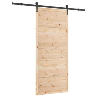 vidaXL Puerta Corredera Natural 100 X 208 Cm Madera De Pino Maciza Vidaxl