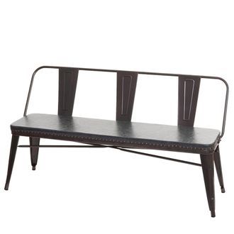 Hhg Hhg - Banco 3 Plazas 491, Banco Armario Banco Comedor, Polipiel Chesterfield Gastronom&iacute;a Industrial, Negro-gris