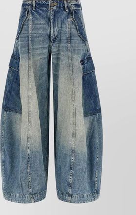 R13 two tone wide leg cargo jeans