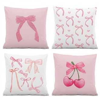 OEM Juego De 4 Fundas De Almohada Decorativas Para El D&iacute;a De San Valent&iacute;n, Almohada Adornada Con Lazo, Almohada Para La Mesita De Noche, Funda De Almohada