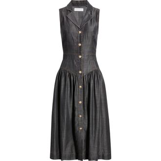 Elie Tahari The Madison Denim Midi Dress in Dark Denim at Nordstrom, Size 16