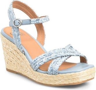 S&ouml;fft Newbury Espadrille Ankle Strap Platform Wedge Sandal in Blue at Nordstrom, Size 9.5