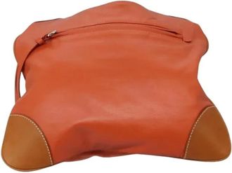 Burberry Pre-owned Handbags, female, Orange, Size: ONE SIZE Pre-owned Suede Shoulder Bag
