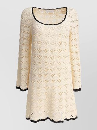 Zimmermann rhiannon long knit dress contrast trim crochet