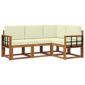 vidaXL Conjunto De Sof&aacute;s De Exterior Con Coj&iacute;n 4 Pcs Natural Y Crema Vidaxl