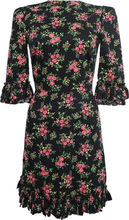 The Vampires Wife Floral-Print Ruffled Mini Dress in Multicolor Polyester