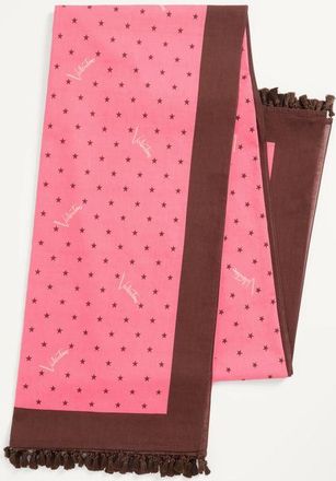 Valentino Garavani Pareo Stelline e Firma Starry in cotone con profilo di passamaneria con nappine Donna CORALLO/CHOCOLATE UNI