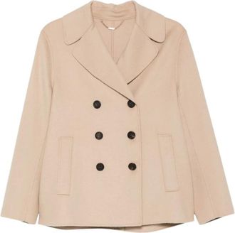 Mabrun Diva Double Breasted Peacoat - Dames - Mantels - Beige - Maat: XL Wol