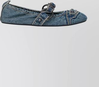 Balenciaga denim ballerina shoes buckle detail