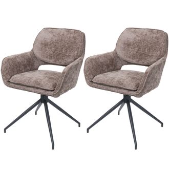 Hhg Nunca Usado] Juego De 2 Sillas De Comedor Hhg 643, Silla De Cocina, Giratoria Con Retorno Autom&aacute;tico, Tejido De Chenilla (490 G/m&sup2;) Oeko-tex, Marr&oacute;n