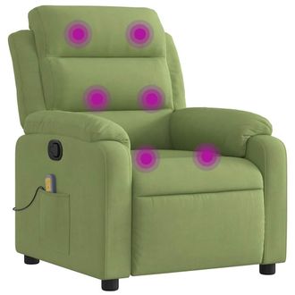 vidaXL Sill&oacute;n De Masaje Reclinable De Terciopelo Verde Claro Vidaxl