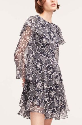 Rebecca Taylor Rochelle Fleur Ruffle Silk Dress