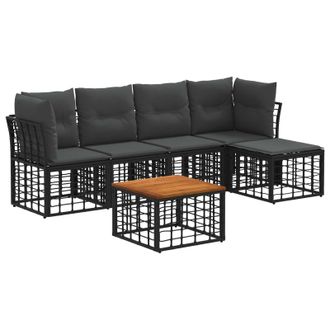 vidaXL Conjunto De Sof&aacute;s De Exterior 6 Pcs Negro Y Gris Oscuro Vidaxl