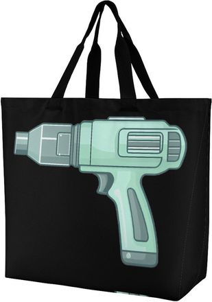 Generic Cordless Drill Cut Out Large Reusable Shopping Bag Lightweight Foldable Tote Bags Washable Shoulder Handbag