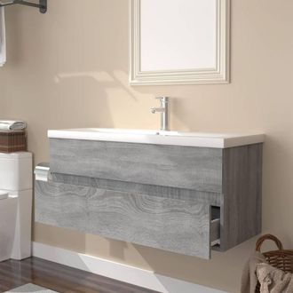 Berkfield Home Sink Cabinet with Built-in Basin Grey Sonoma Engineered Wood