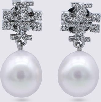 Tory Burch Silver And Pearl Brass Earrings