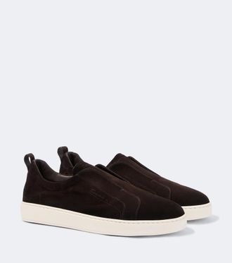 Santoni Suede slip-on sneakers