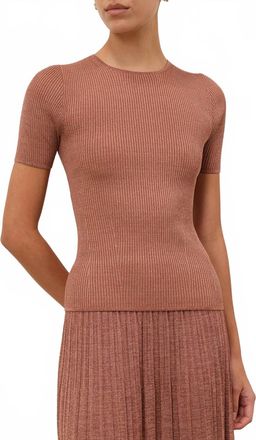 Zimmermann Wanderlust Metallic Tee In Dusty Rose