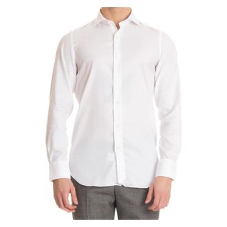 Finamore Milano Slim Fit Wit Overhemd - Heren - Zakelijke Overhemden - Wit - M - Katoen - Overhemden