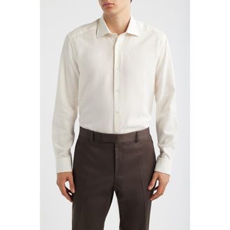 Jack Victor Maxwell Cotton & Linen Button-Up Shirt in White at Nordstrom, Size Xx-Large