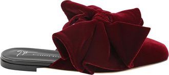 Giuseppe Zanotti Savarin Suede Bow Flat Mules, Brand Size 35 ( US Size 5 )