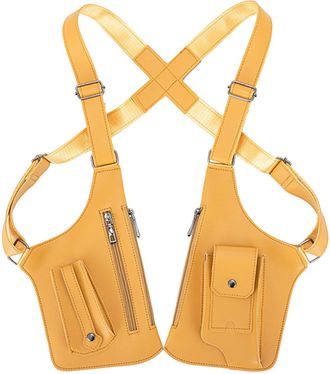 Generic PU Leather Double Shoulder Armpit Bag Anti-Theft Bag for Men (Yellow)