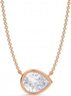 Allurez Pear Lab Diamond Solitaire Pendant Necklace 14K Rose Gold (2.00ct)
