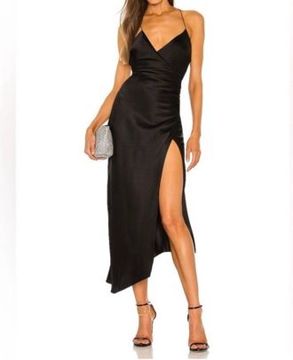 SER.O.YA Emma Slip Open Back Dress In Black