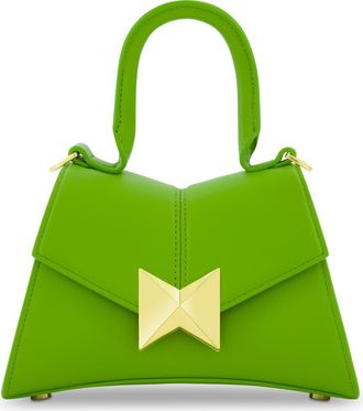 Mac Duggal Gold Hardware Detail Angular Mini Leather Handbag in Pear at Nordstrom