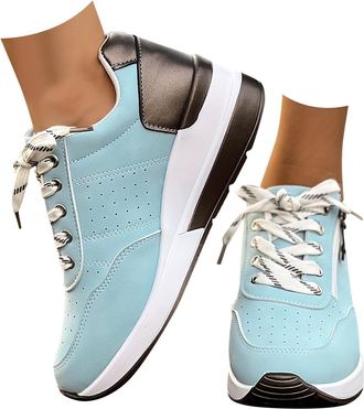 Generic Womens Trainers Platform Wedge Sneakers - Comfortable Cushioned Sole Non-Slip, Lace-Up Fastening Stylish Casual Trainers for Women, Ideal for Daily Wa