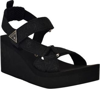 Guess Daysa Slingback Platform Wedge Sandal in Black at Nordstrom, Size 10