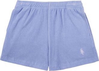 Sporty & Rich logo-embroidered terry-cloth shorts - women - Cotton - S - Blue