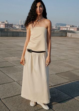 Mango Top misto lino senza spalline giallo pastello - Donna - XXS - MANGO