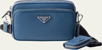 Prada Mens Saffiano Leather Crossbody Bag with Pouch