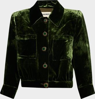 L'agence Jia Cropped Velvet Jacket