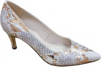 Pedro Ant&oacute;n Womens Pump Heels In Gold Reptile