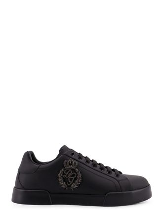 Dolce & Gabbana Leather Sneakers With Embossed Side Logo