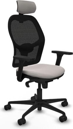 Piqueras y Crespo Piqueras Y Crespo - Jorquera Sincro Malla Negra Similpiel Blanco Brazos 3d Base Nailon Cabecero 2d Ruedas 65mm Nailon