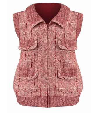 Chanel Burgundy Linen Gilet Size S