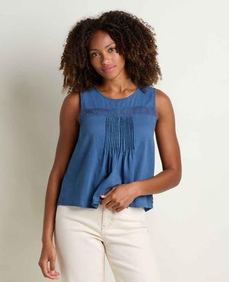 Toad & Co Manzana Pin Tuck Tank in Canal at Nordstrom, Size X-Small